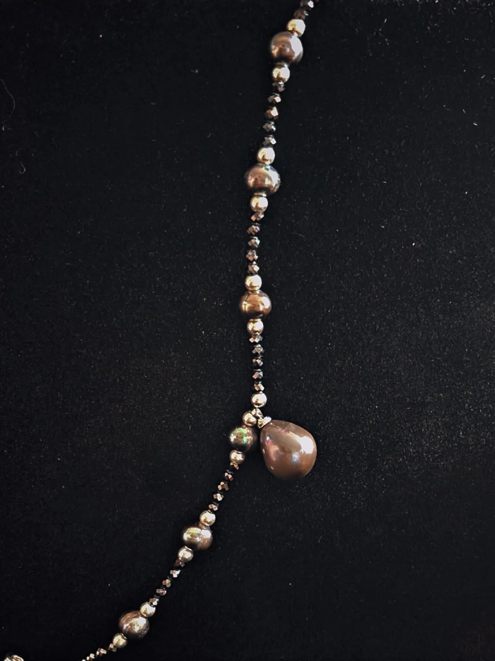 Asymmetrical Black Pearl & Onyx Charm Bracelet
